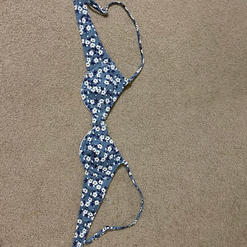 blue floral bikini top